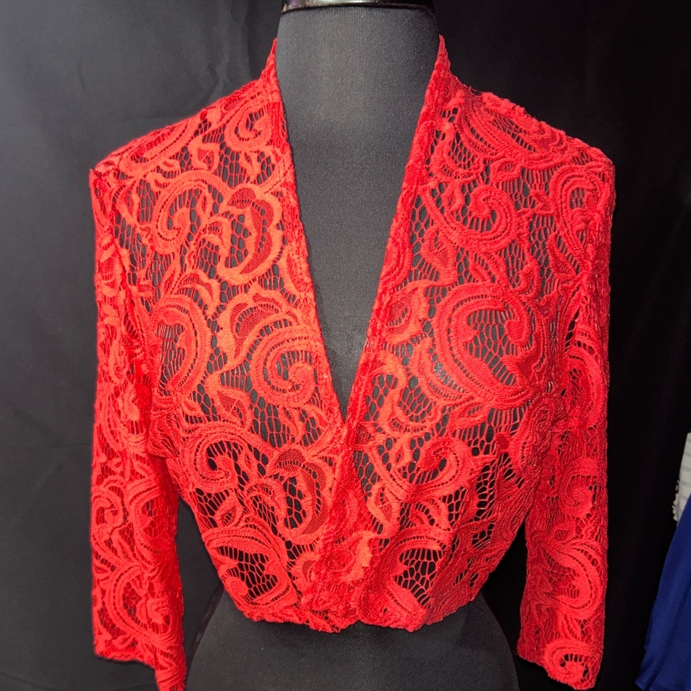 Holiday Red Lace Shrug NWT